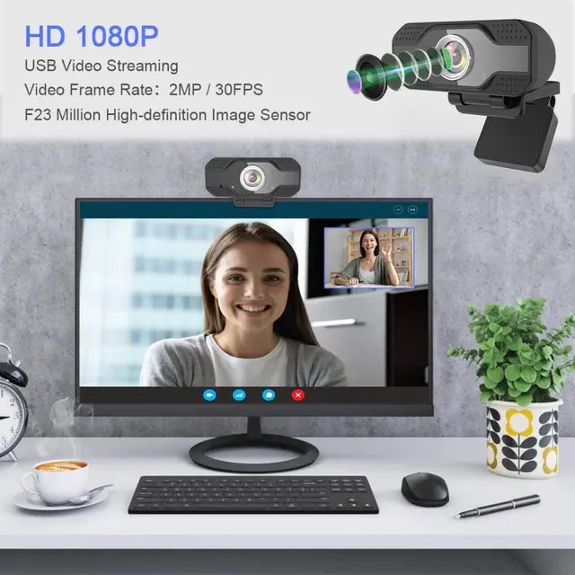 Mksutary 1080p Full HD Webcam USB 2.0 with Tripod