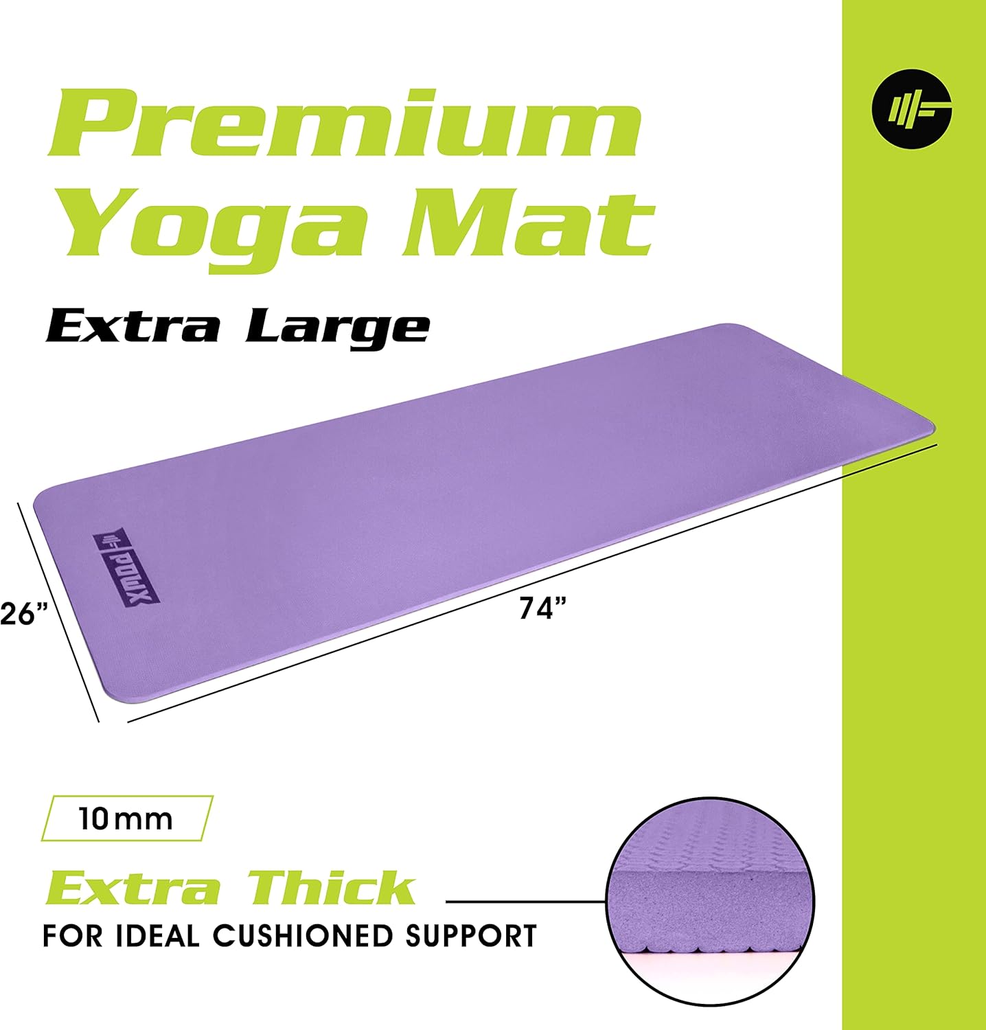 POWX Large Thick Premium Yoga Mat Purple