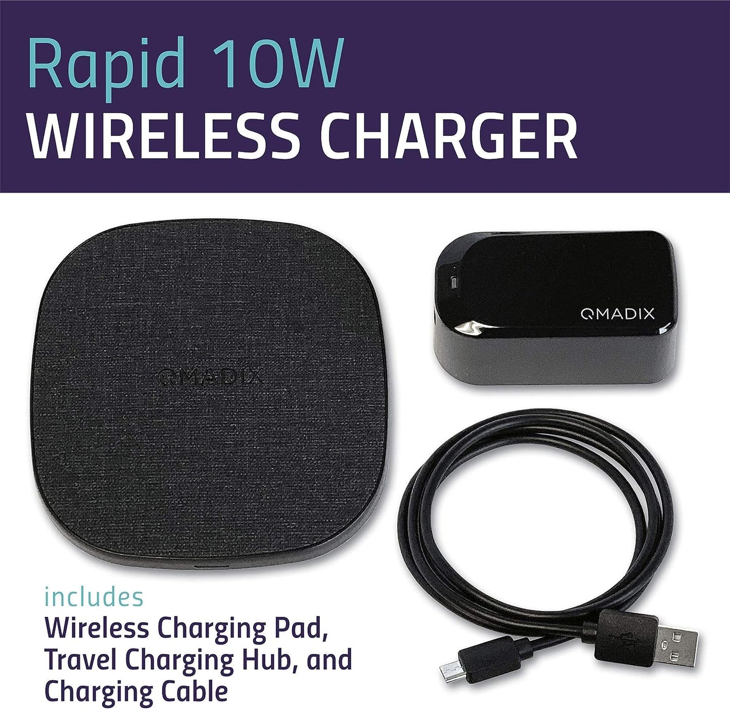 Qmadix Rapid Wireless Charging Pad 10W (for Qi enabled devices)