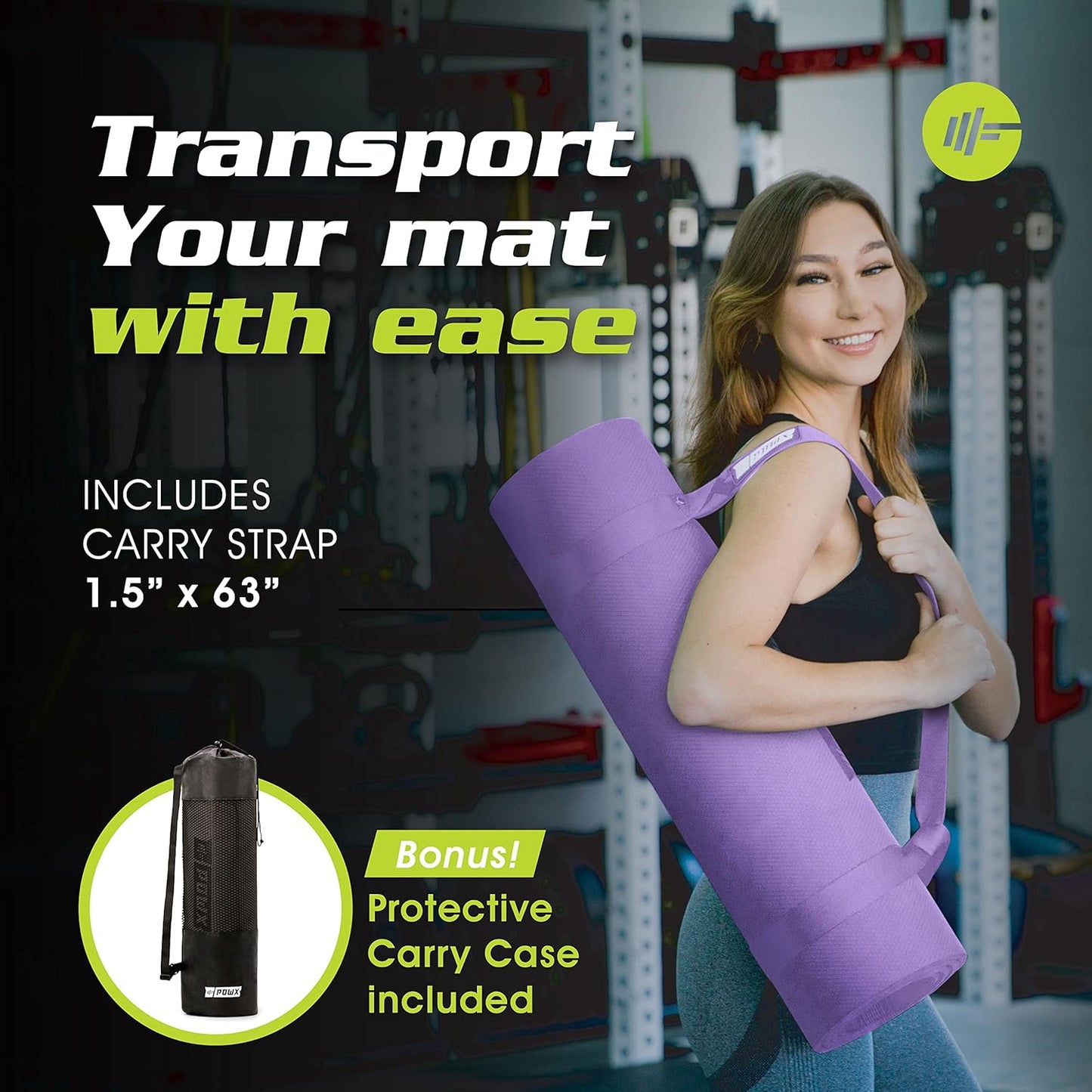 POWX Large Thick Premium Yoga Mat Purple