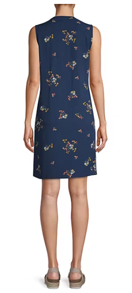 St John's Bay Womens Pintuck Sleeveless Shift Dress Navy Floral