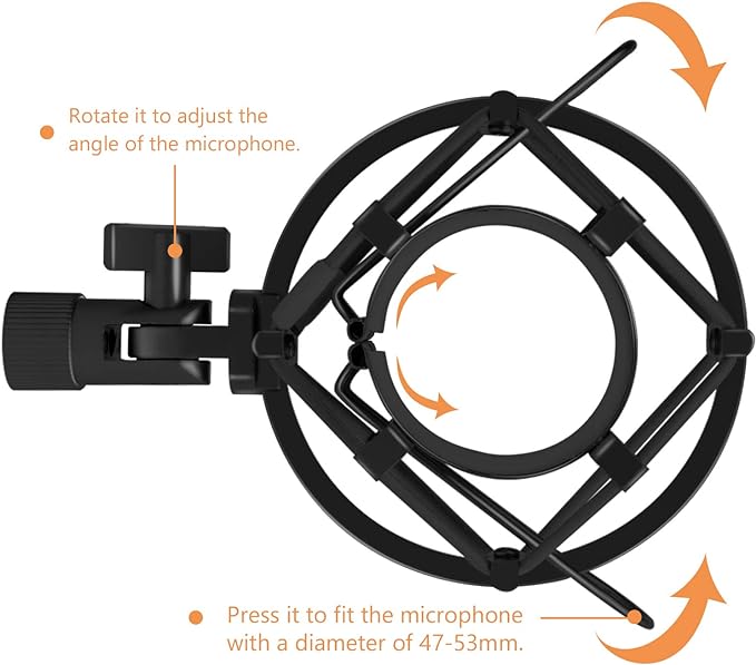 Adjustable Microphone Shock Mount Fits 43-57mm Mic