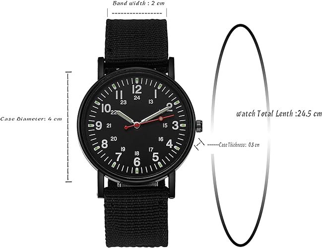 Black Nylon Strap Casual Sport Watch